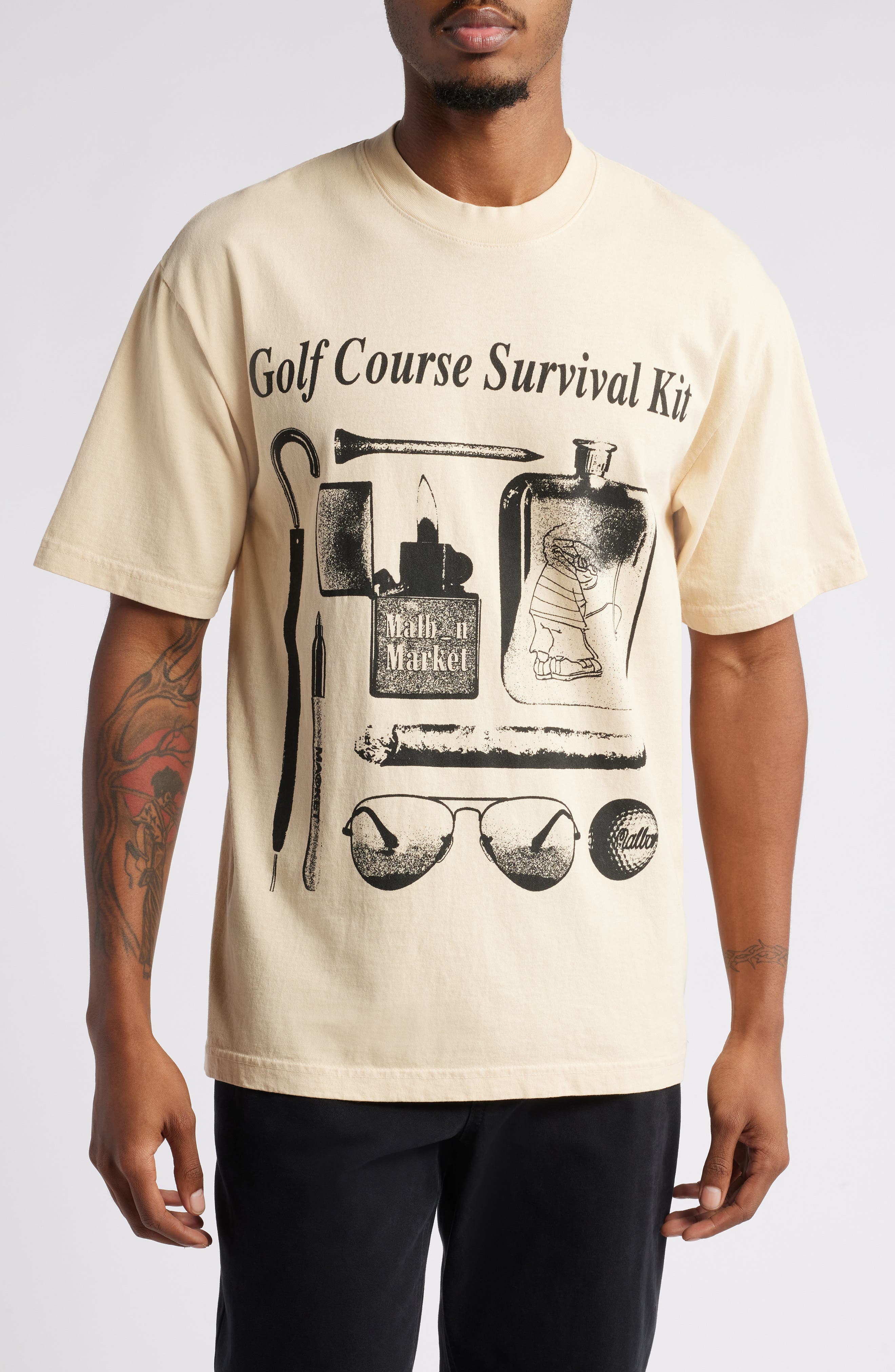 MARKET Malbon Survival Kit Graphic T-Shirt in Cream 