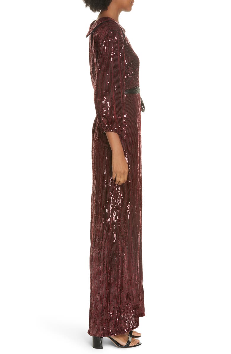 Alice + Olivia Bayley Sequin Maxi Shirtdress, Alternate, color, 