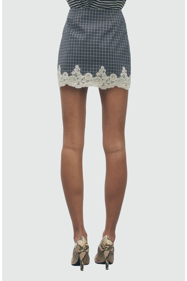 Stacy Miniskirt with Lace Hemline, Alternate, color, BLACK CREAM