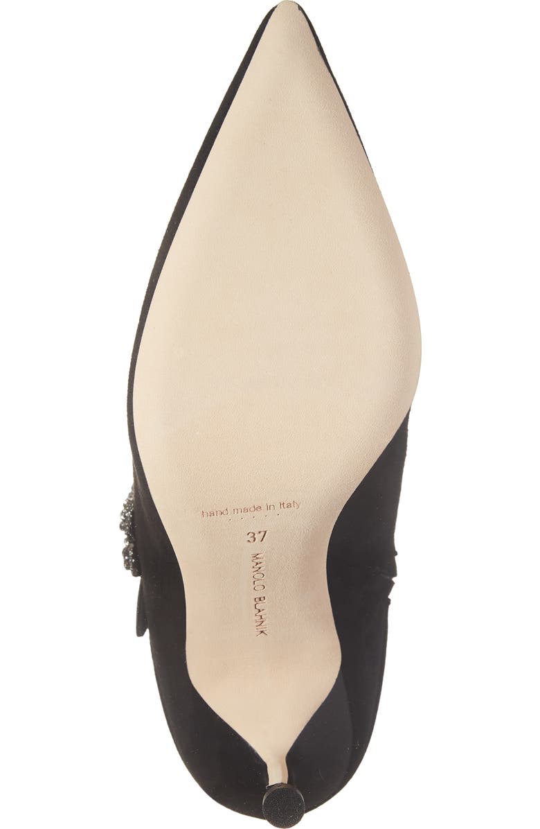 Manolo Blahnik Plinianu Crystal Buckle Pointed Toe Bootie, Alternate, color,