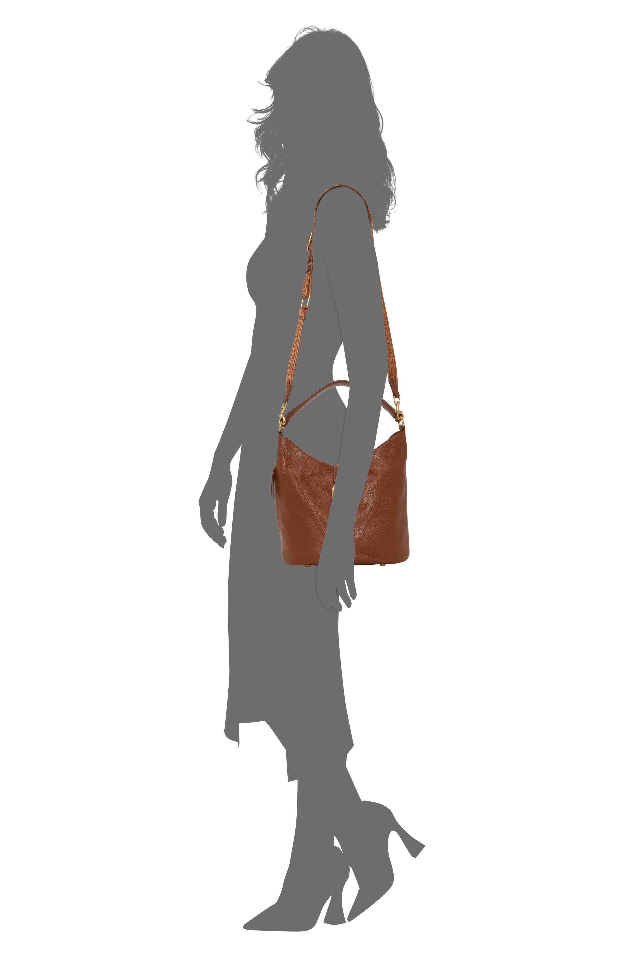 Vince Camuto Ebony Leather Shoulder Bag, Alternate, color, Whiskey 01