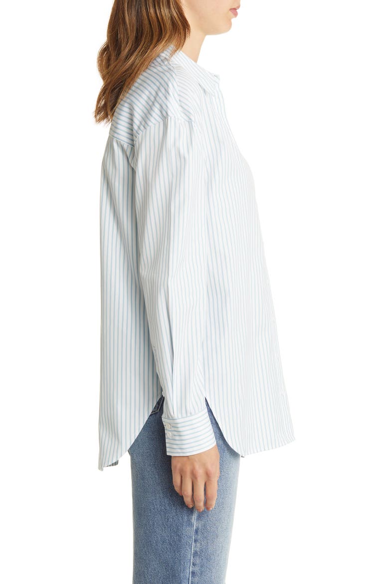 Stripe Oversize Cotton Poplin Shirt, Alternate, color, WHITE- BLUE SAMBA STRIPE