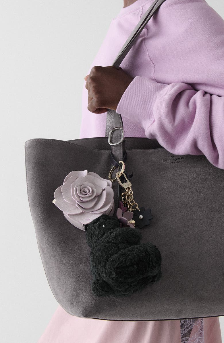 Kate Spade New York critters faux shearling penelope bear bag charm, Alternate, color, Black
