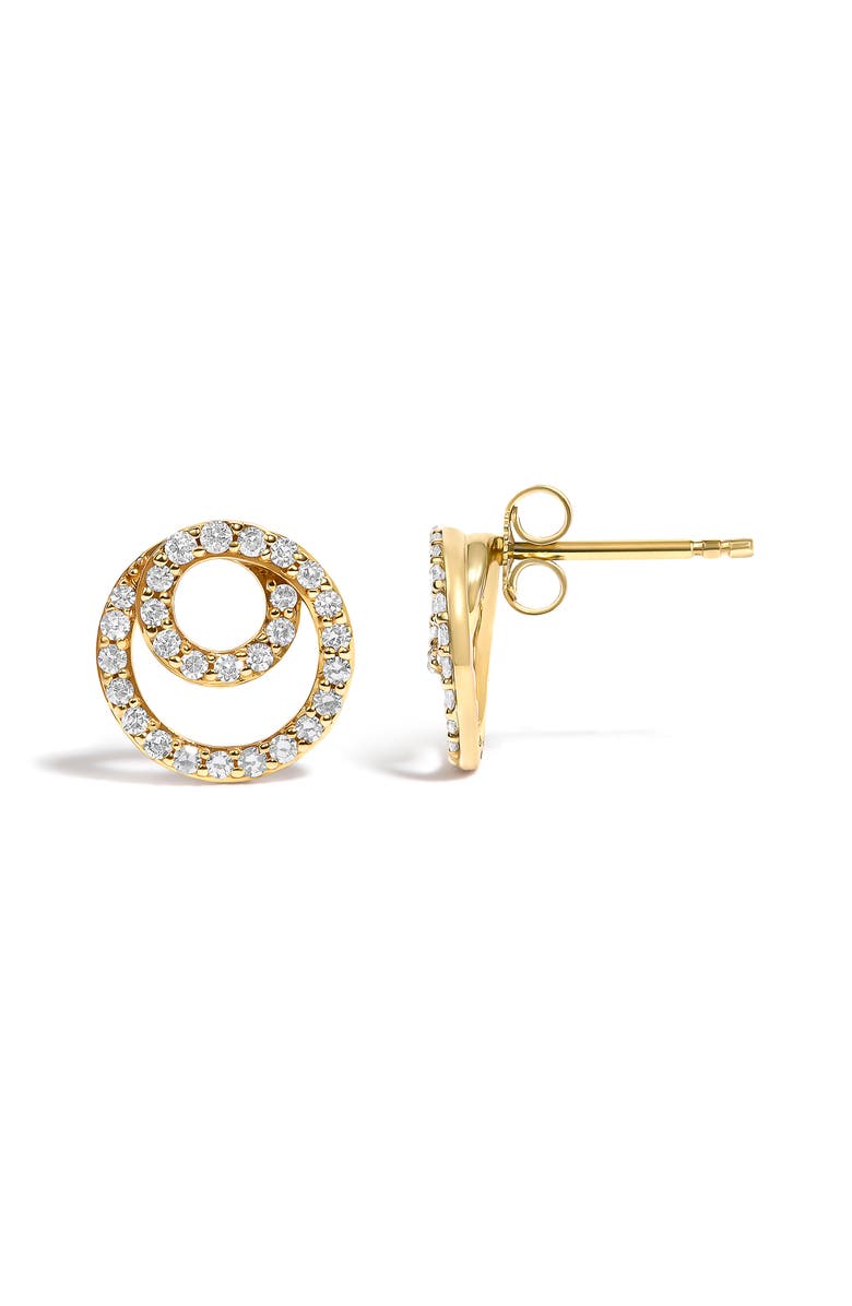 Haus of Brilliance 14K Yellow Gold 3/8 Cttw Diamond Double Circle Stud Earrings, Alternate, color, Yellow Gold