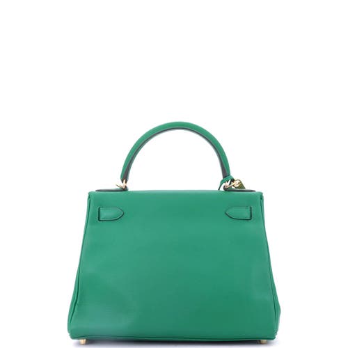 Pre-owned Hermes Hermes Kelly Handbag Green Evercolor With Gold Hardware 28 In Green