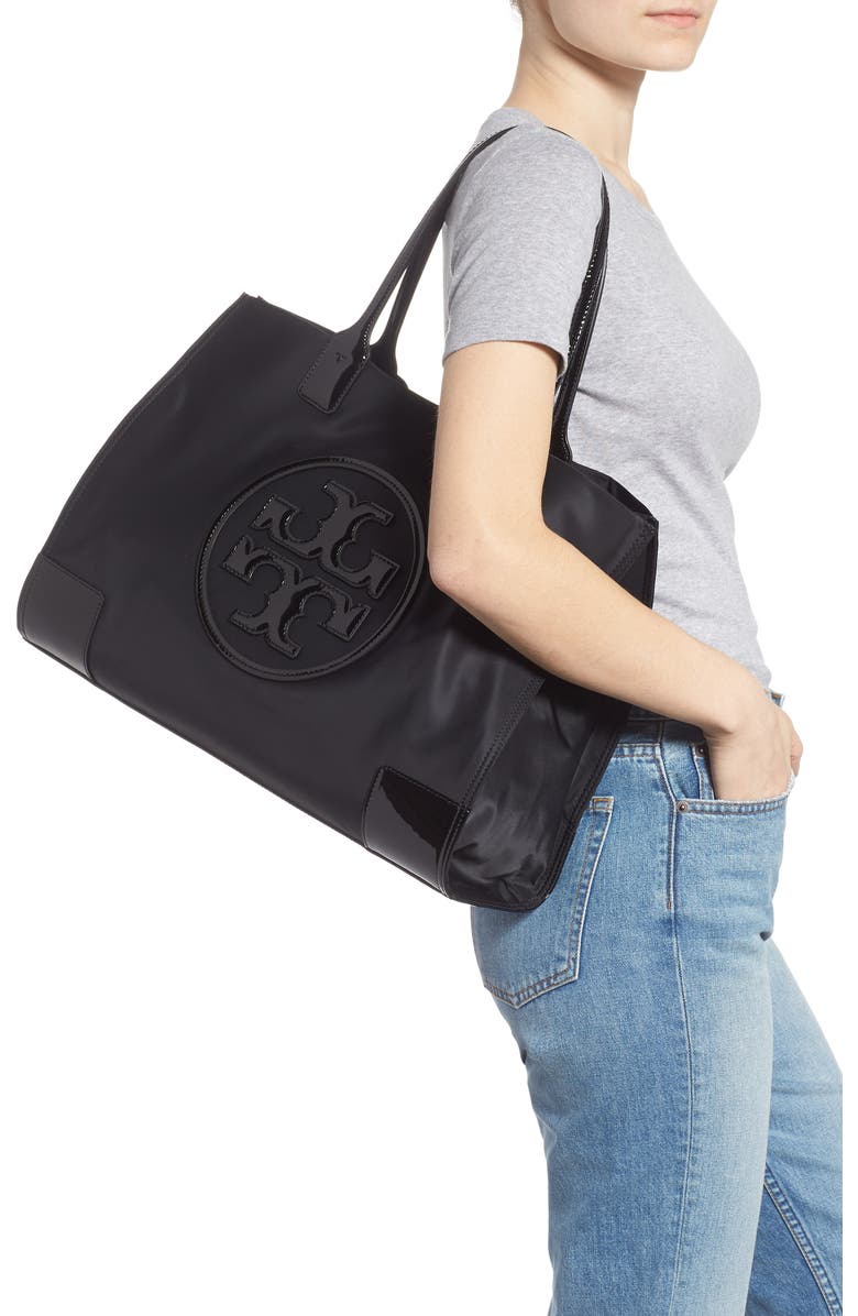 Tory Burch Ella Patent Nylon Tote, Alternate, color,