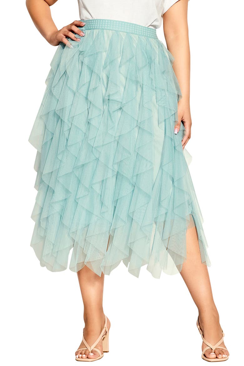 Wild Pixy Layered Tulle Skirt, Main, color, SEAFOAM