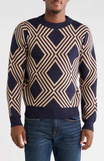 Geometric Quarter Zip Mock Neck Sweater