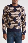 T.R. PREMIUM Geometric Quarter Zip Mock Neck Sweater