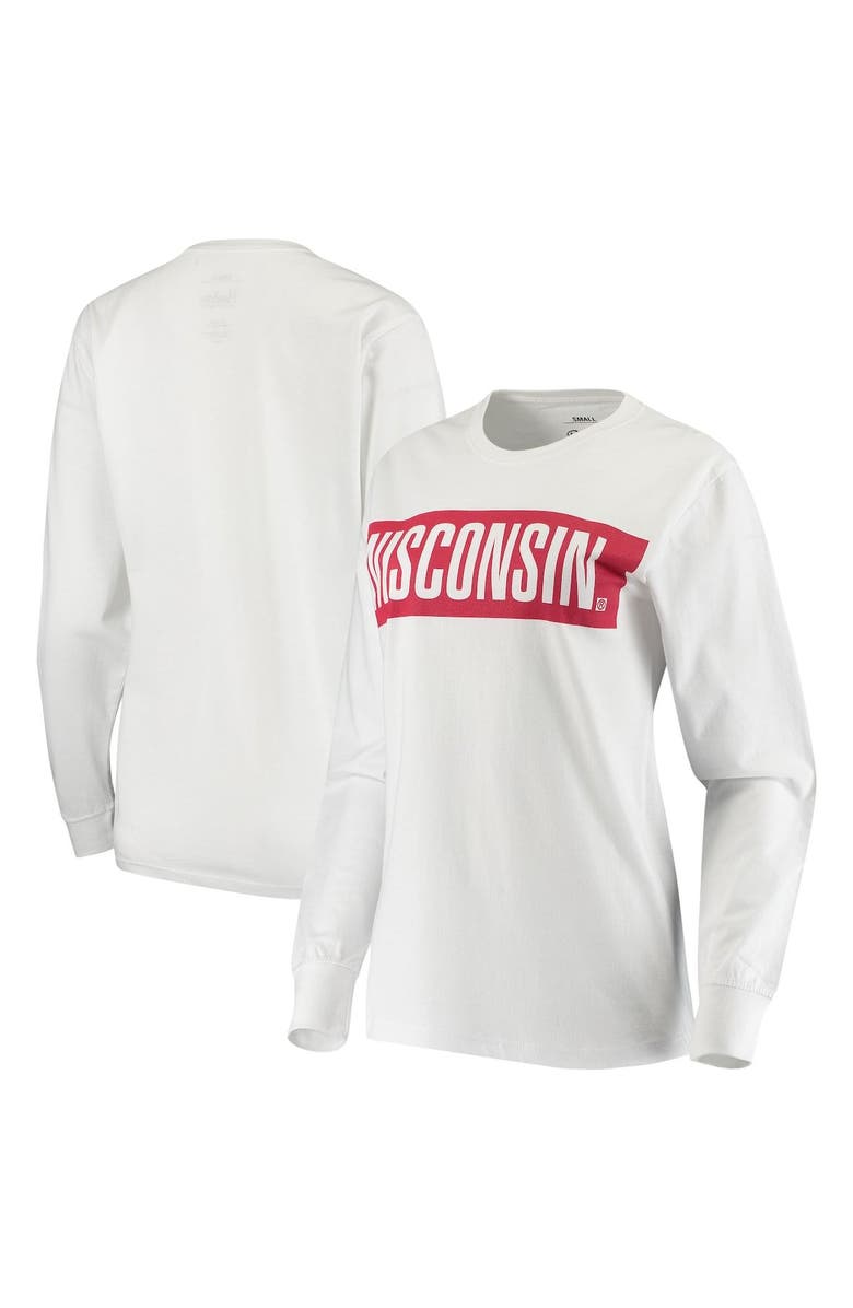 PRESSBOX Women's Pressbox White Wisconsin Badgers Big Block Whiteout Long Sleeve T-Shirt, Main, color,