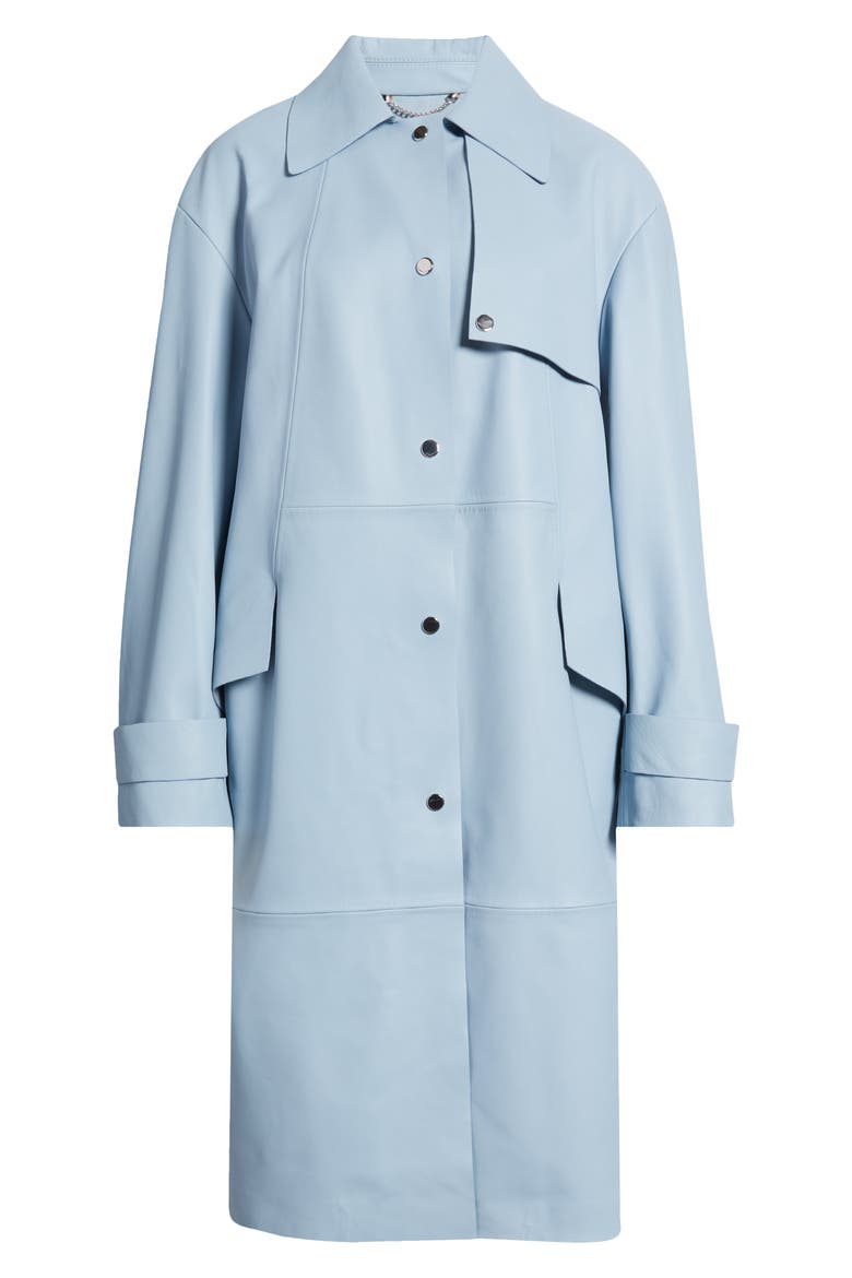 Sondeli Leather Trench Coat, Alternate, color, CHAMBRAY BLUE