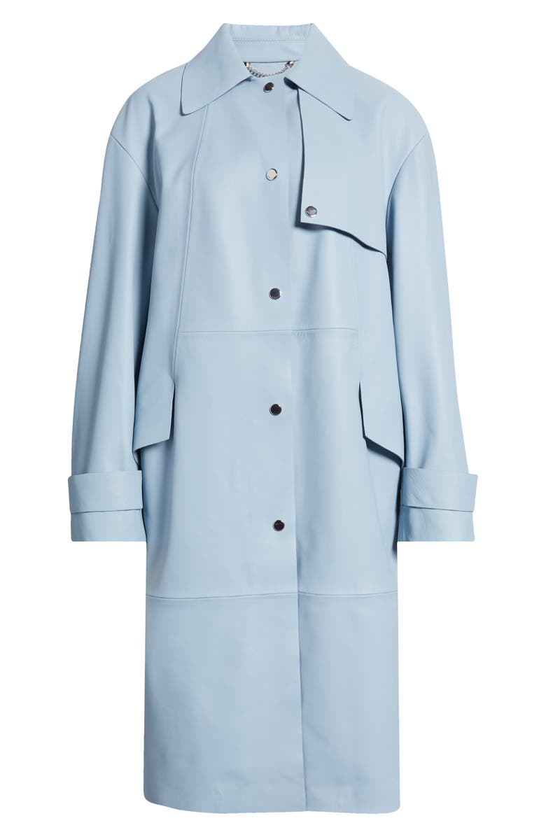 BOSS Sondeli Leather Trench Coat, Alternate, color, Chambray Blue