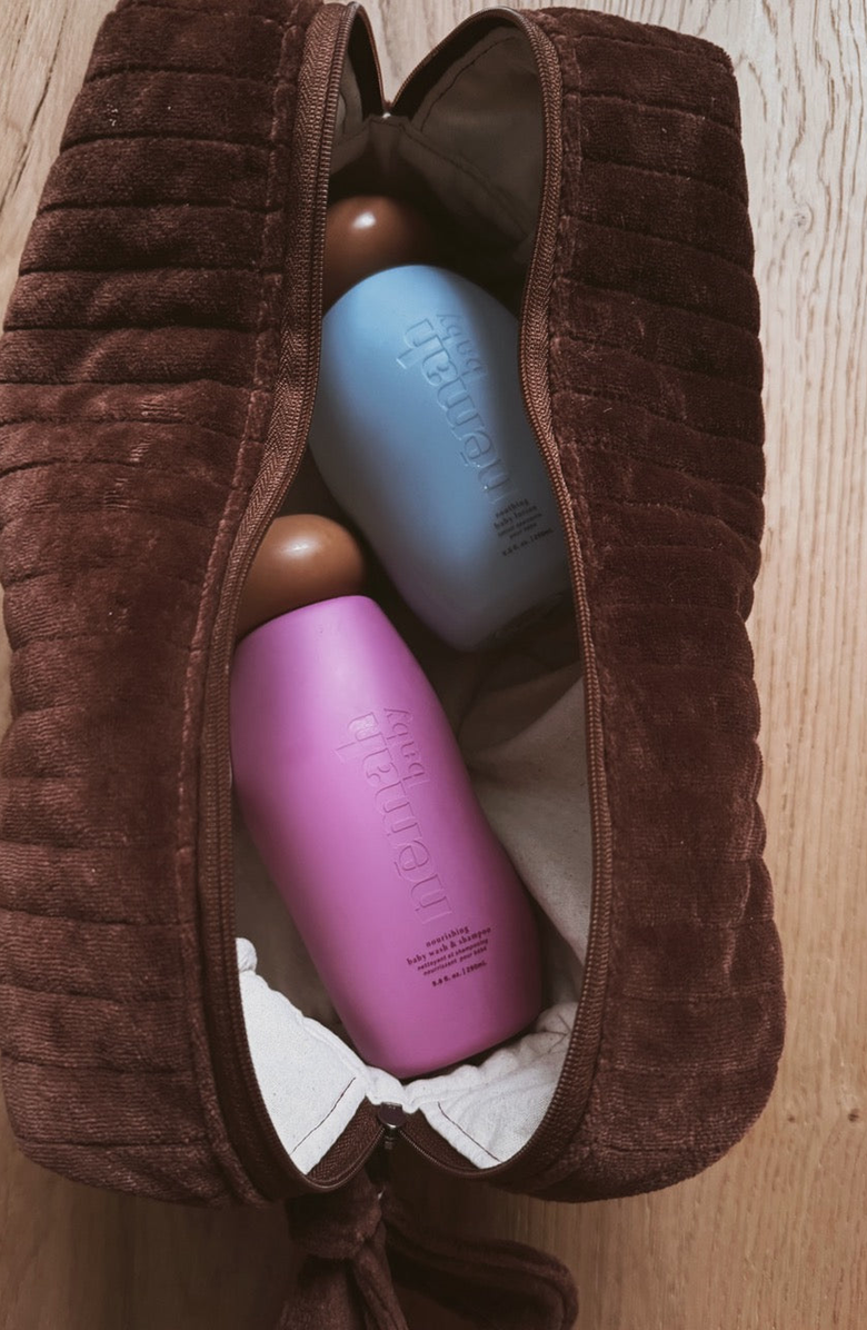 Nēmah The Velvet Beauty Bag, Alternate, color, Brown