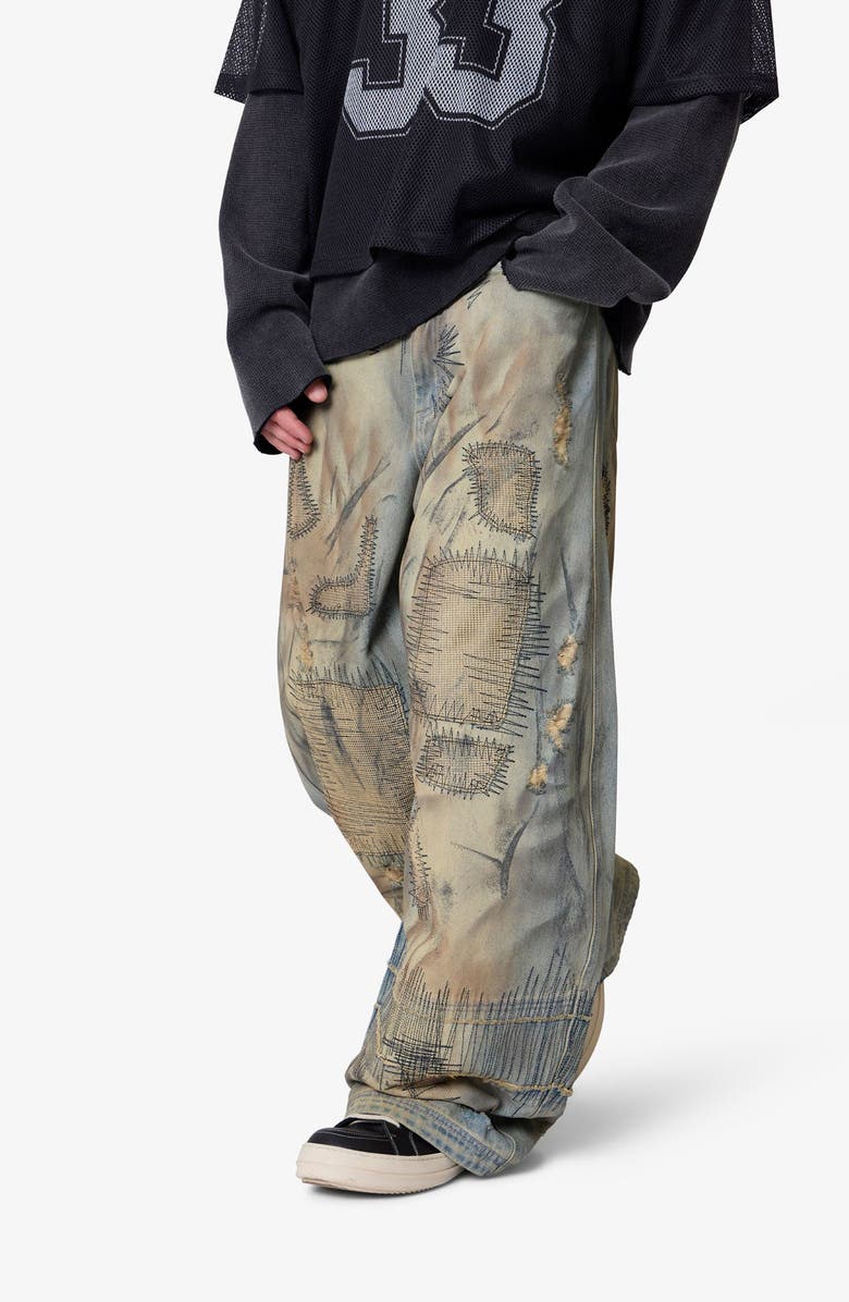 mnml Stitched Barrel Jeans, Alternate, color, Vintage Blue