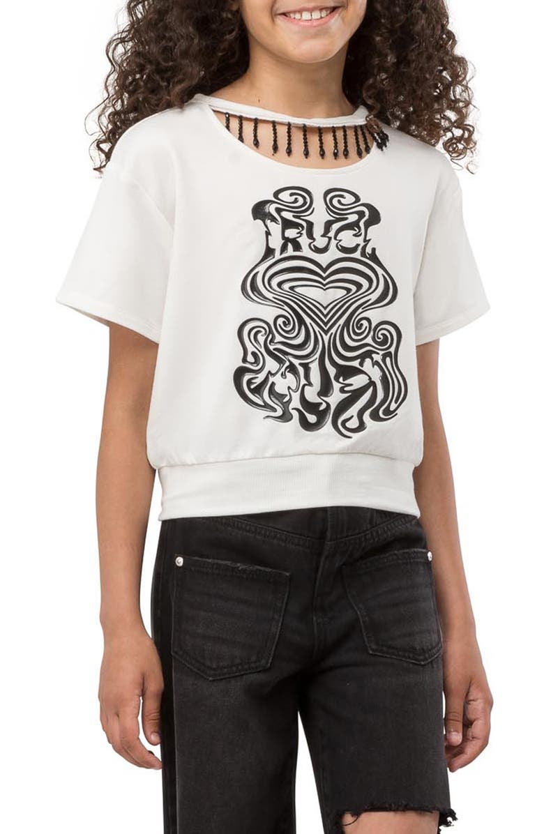 Truce Kids' Beaded Fringe Cutout Graphic T-Shirt, Alternate, color, 