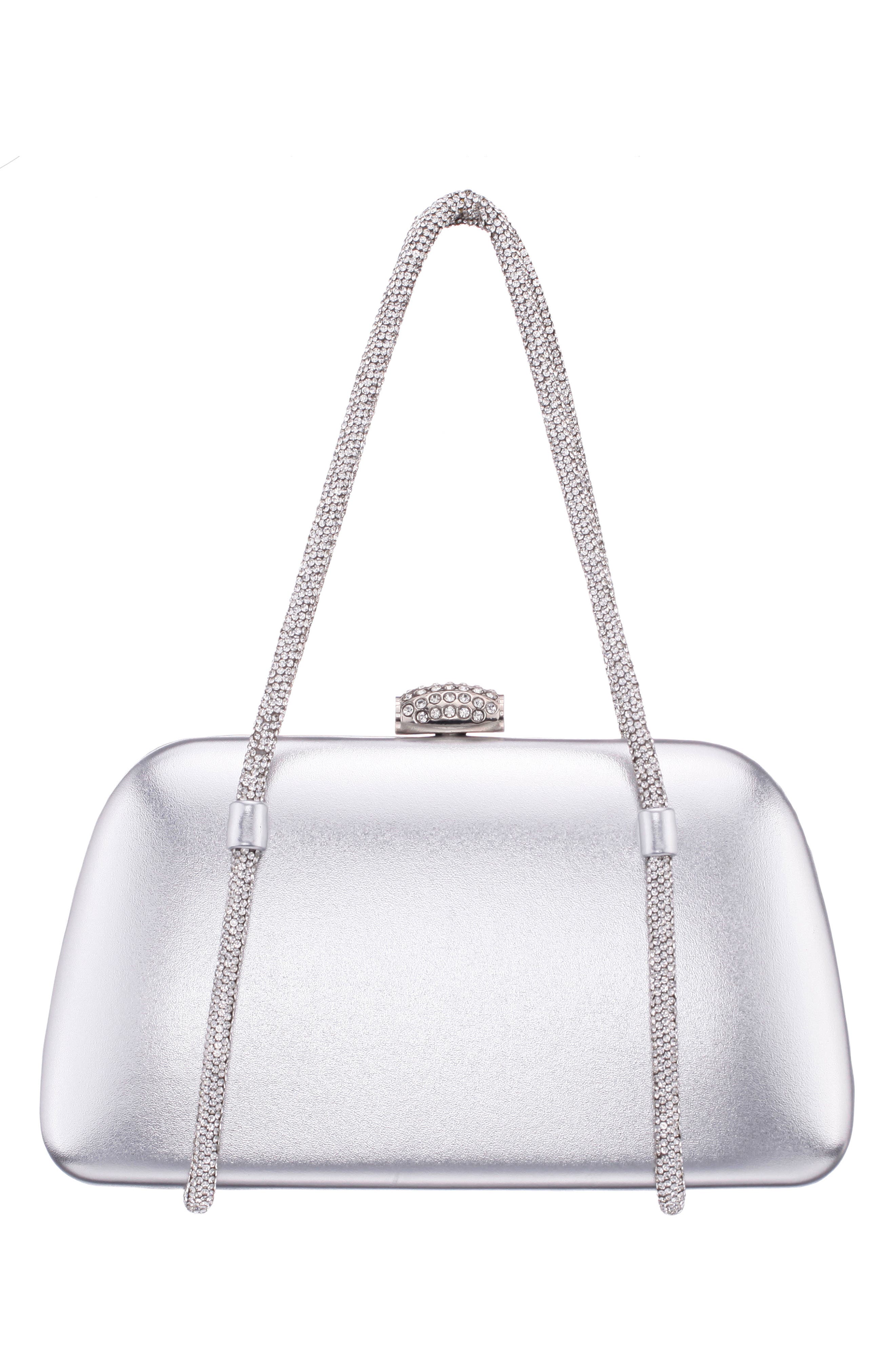 Nina Camara Frame Clutch, Alternate, color, Silver