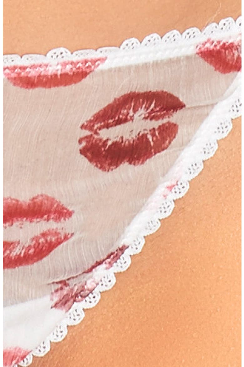 Lip Print Hipster Thong, Alternate, color, WHITE SILK/ RED LIP