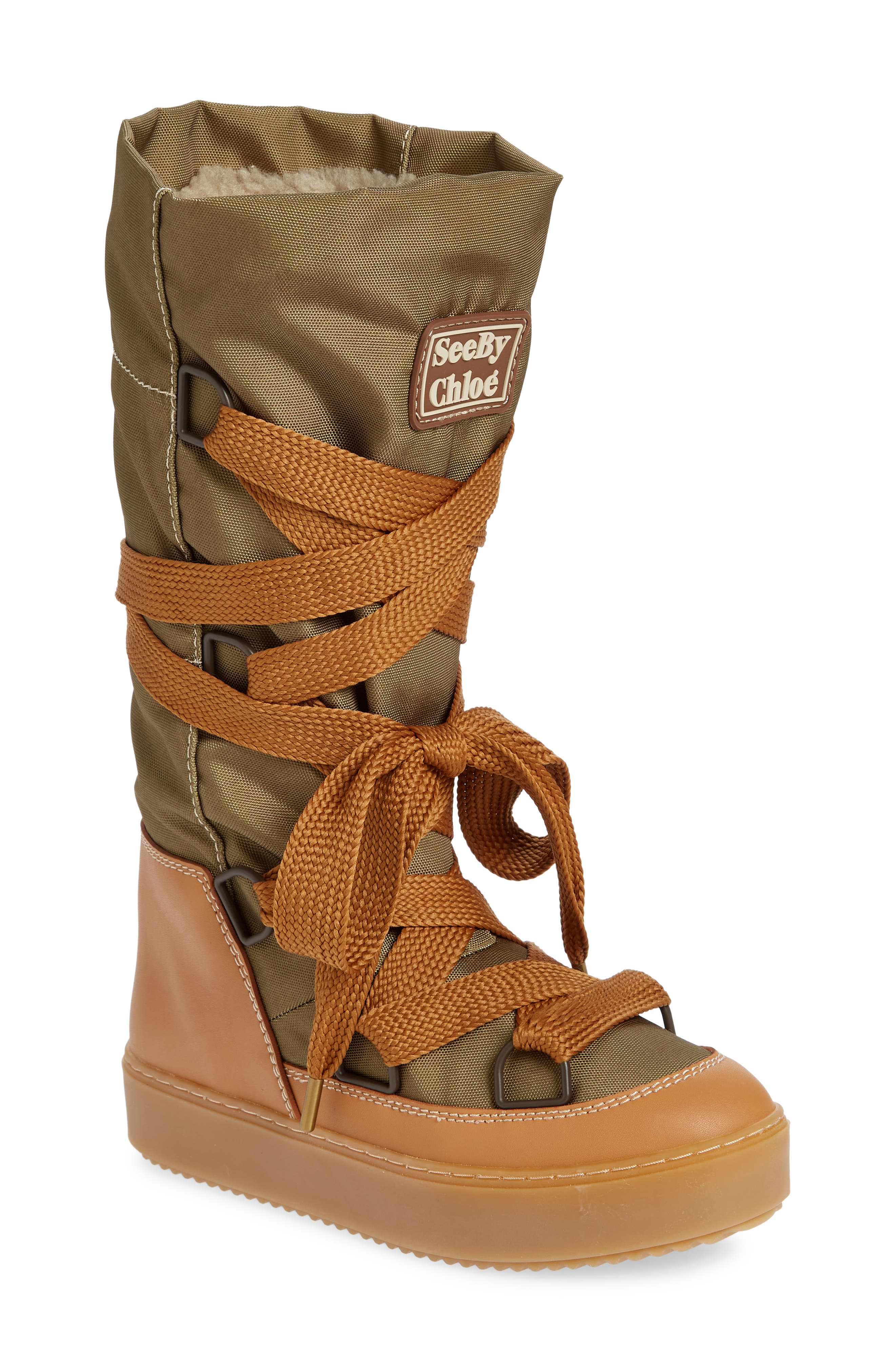 See by Chloé Naina Faux Shearling Lined Boot, Main, color, 