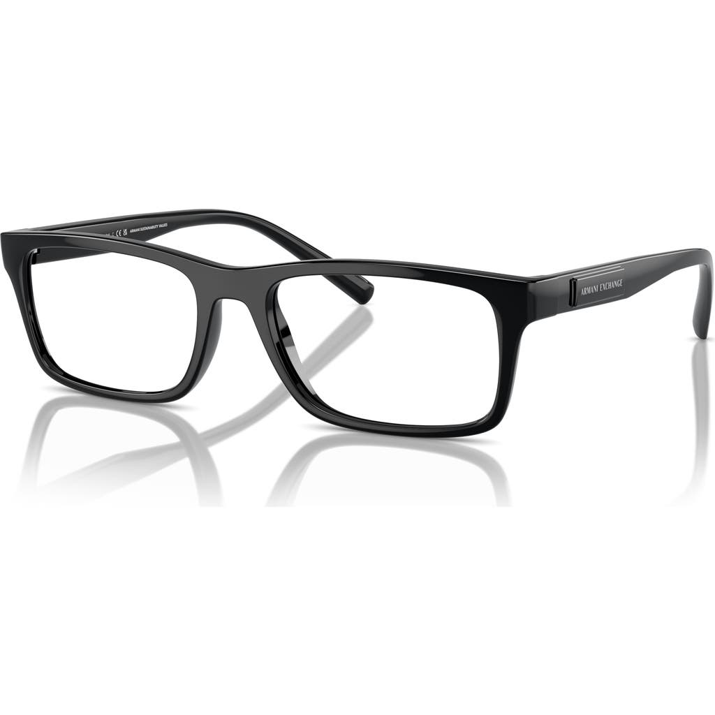 Armani Exchange 55mm Rectangle Optical Glasses In Black