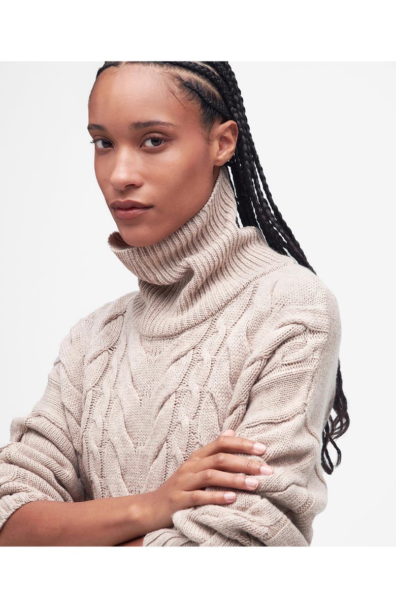Barbour Woodlane Cable Stitch Long Sleeve Sweater Dress, Alternate, color, Nougat
