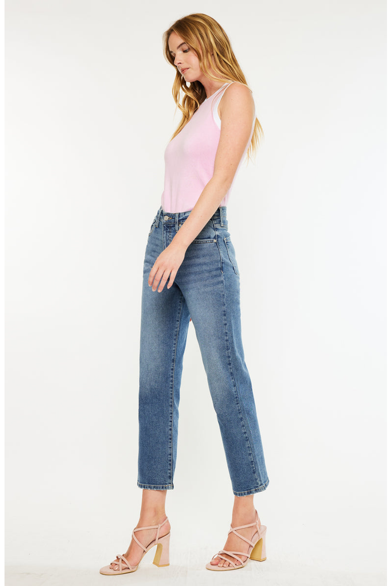 Jordana Essentials High Rise True Straight Jeans, Alternate, color, Dark Wash