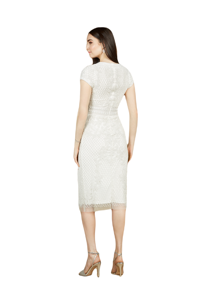 LARA New York Cap Sleeve Midi Bridal Gown, Alternate, color, Ivory