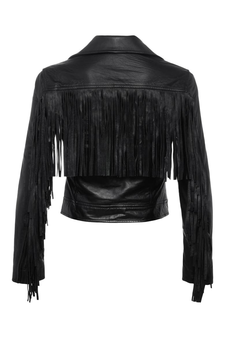 Kravitz Fringe Leather Moto Jacket, Alternate, color, BLACK