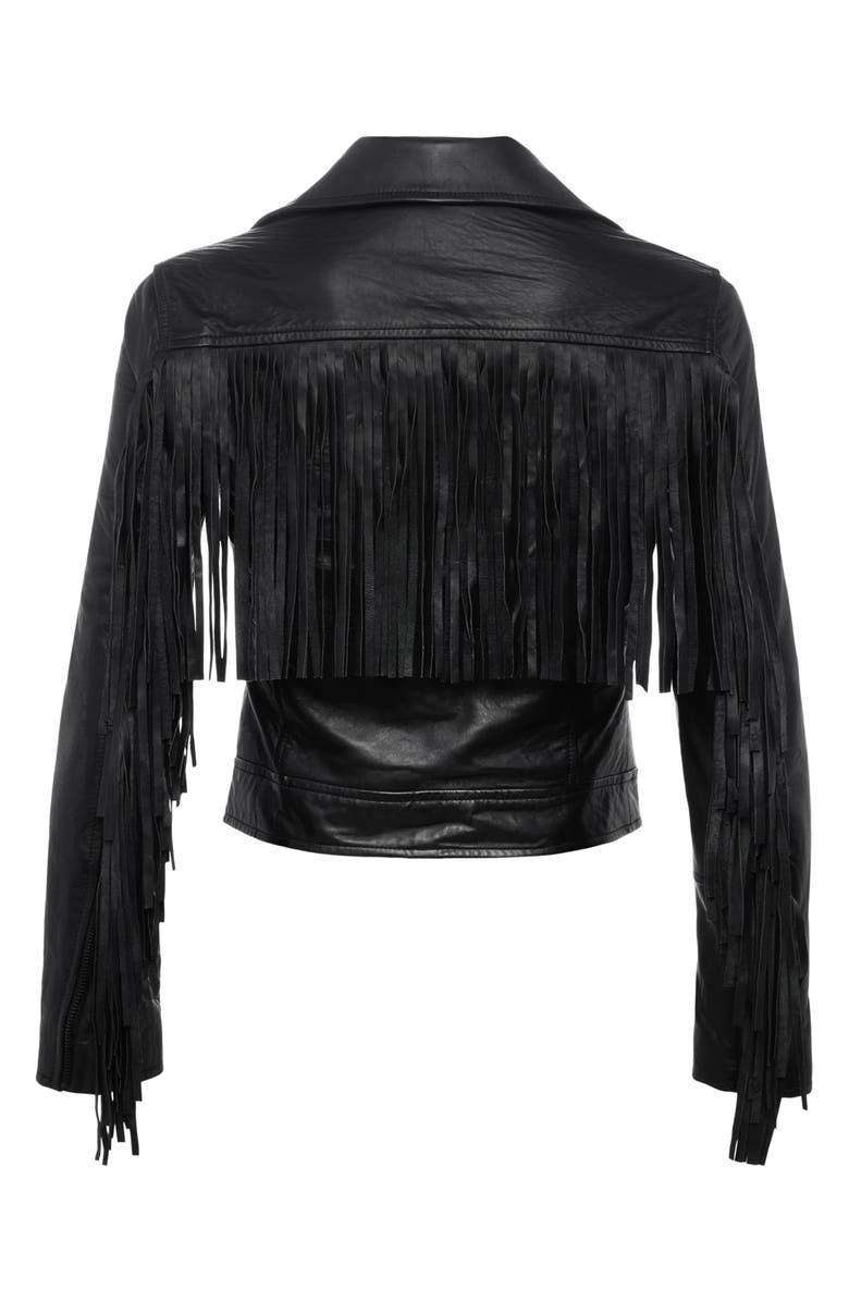 L'AGENCE Kravitz Fringe Leather Moto Jacket, Alternate, color, 