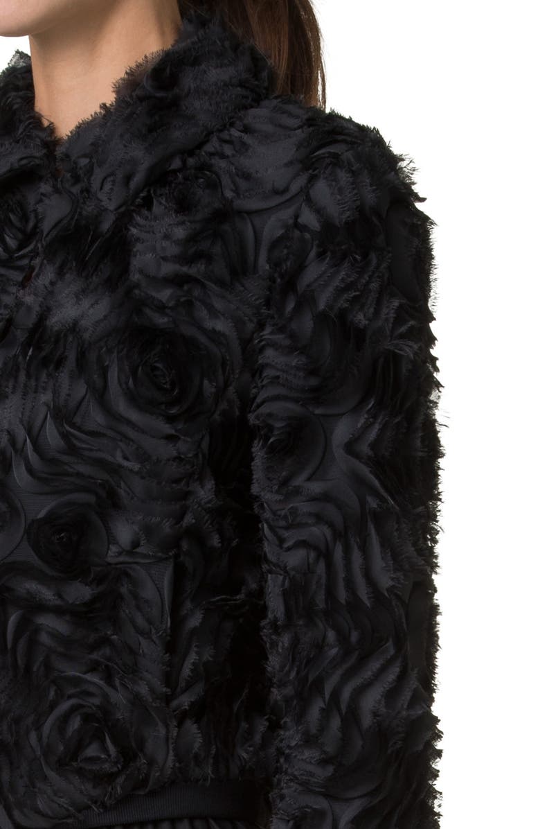 Akris punto Carnation Tulle Crop Jacket, Alternate, color, Black