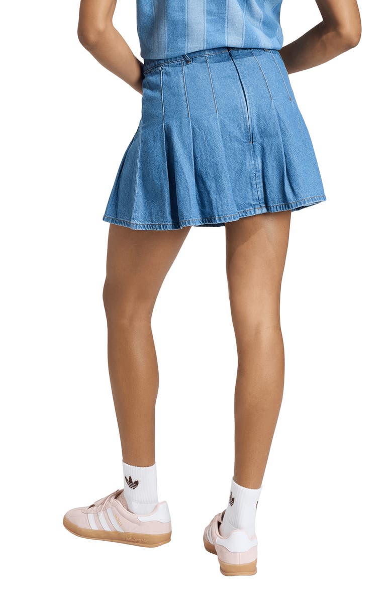 adidas Originals Pleated Denim Miniskirt, Alternate, color, Indigo Denim