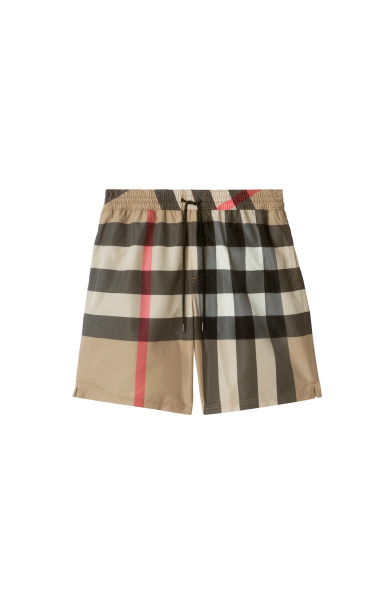 Burberry Check Swim Shorts, Alternate, color, Archive Beige