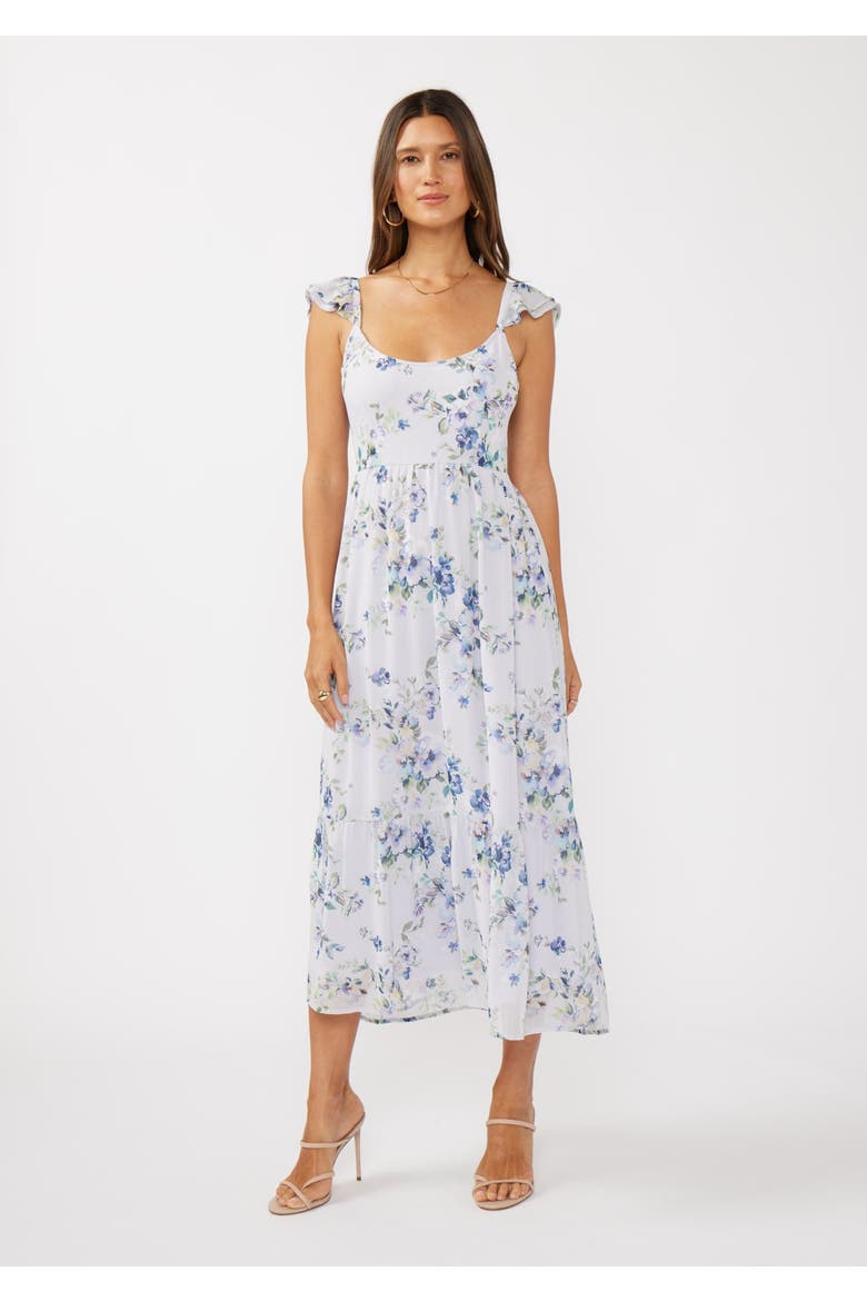 Floral Textured Open Back Tie Maxi Dress, Alternate, color, Lavender