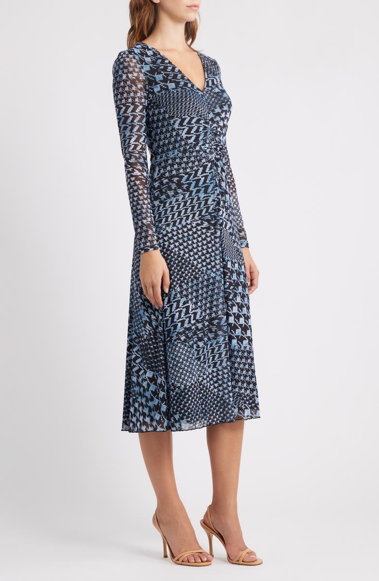 Eliza J Mixed Print Long Sleeve Midi Dress, Alternate, color, 