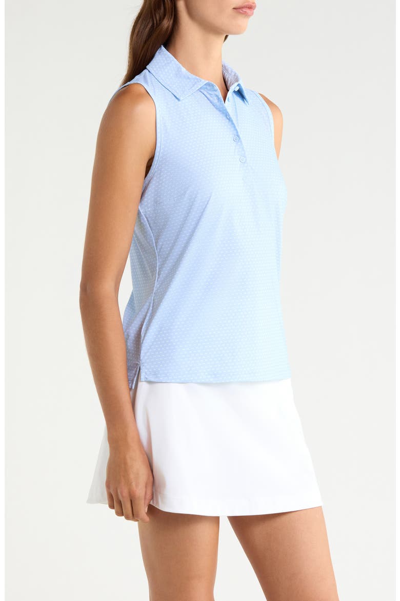 Geo 2 Silky Tech Performance Sleeveless Polo, Alternate, color, SKY / SNOW
