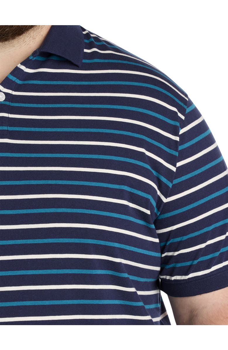 Harbor Bay by DXL Big & Tall Multi-Stripe Polo Shirt, Alternate, color, Evening Blue