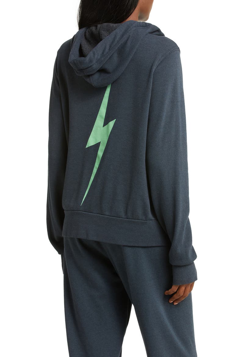 Bolt Ninja Cotton Blend Hoodie, Alternate, color, CHARCOAL/ MINT