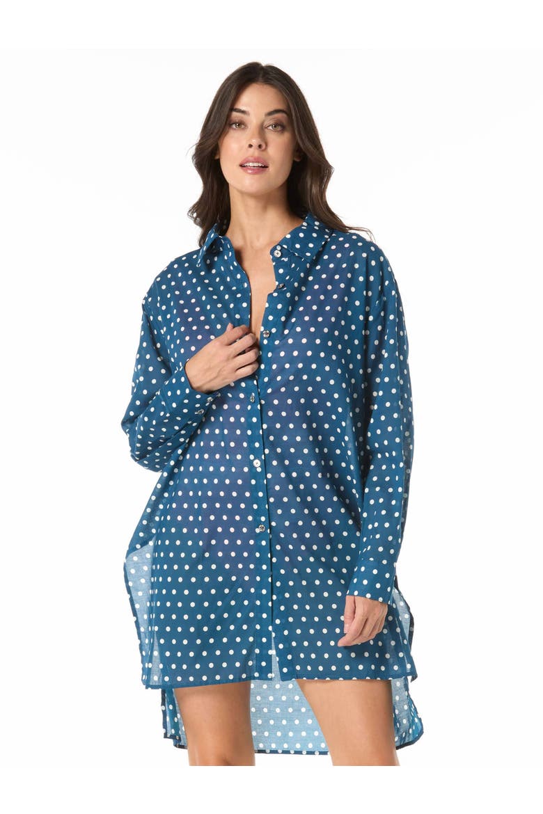 Classic Dot Cover Up Shirt Swim, Main, color, River Blue
