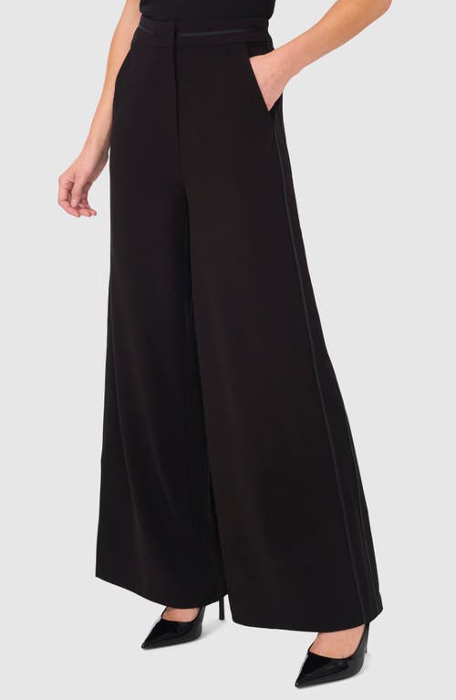 Halogenr Halogen(r) Grosgrain Ribbon Trim Wide Leg Pants In Black