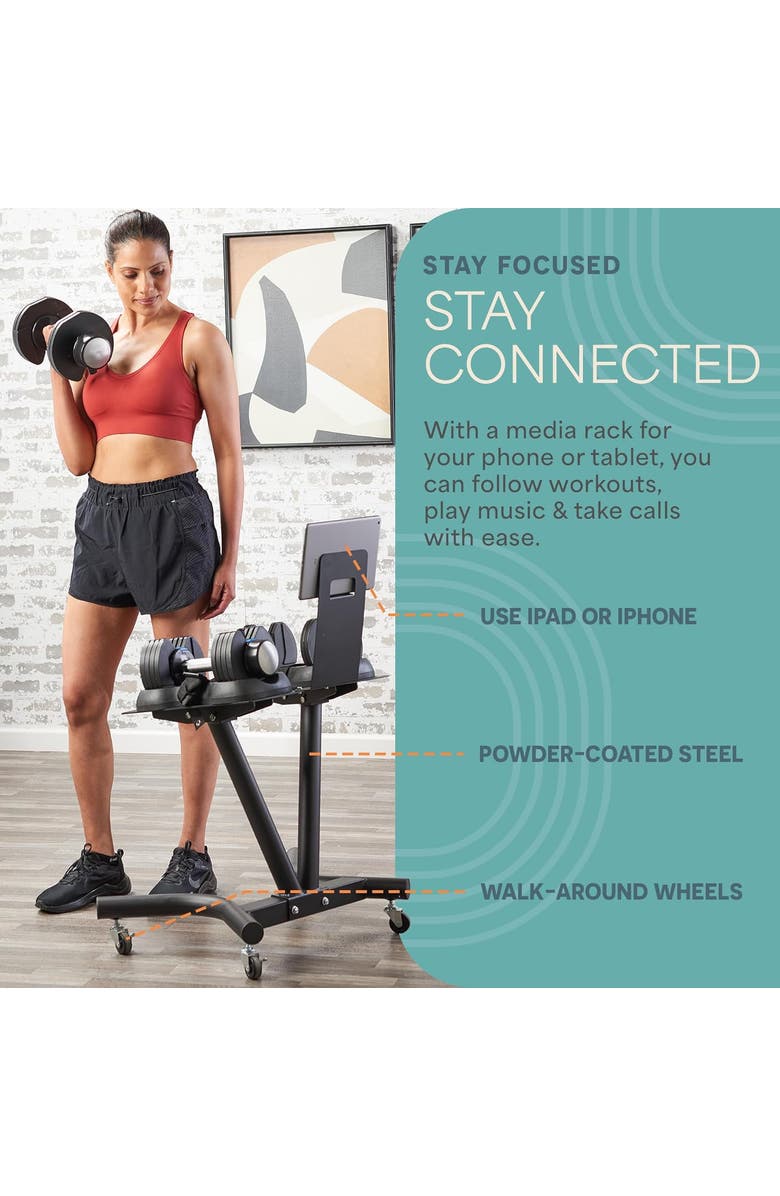 Lifepro Adjustable Dumbbell Stand with Tablet Holder Home Gym Rack, Alternate, color, Black
