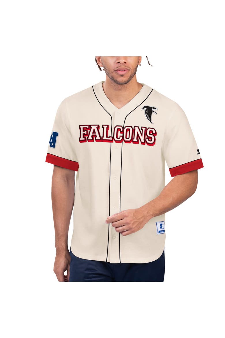 Men's Starter Cream Atlanta Falcons Relay Vintage Full-Button Baseball Top, Main, color, Cream