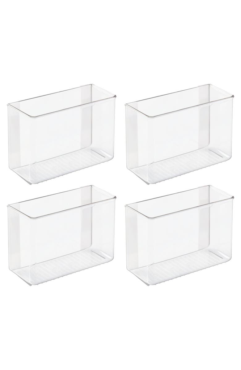iDesign Adhesive Organizer Bin for Kitchen - Set of 4 - Clear, Main, color, Natural