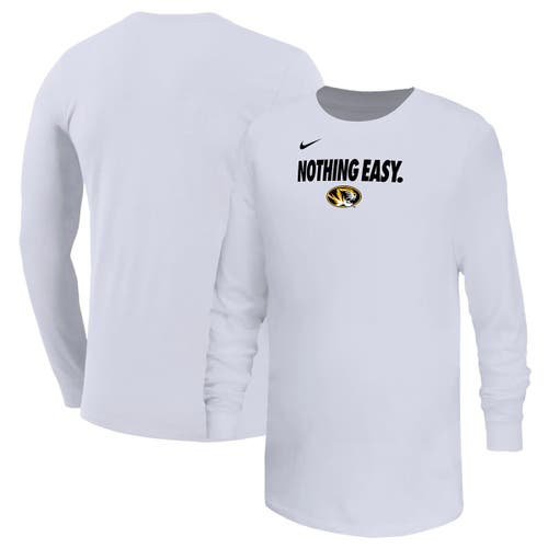 Nike Kids' Youth  White Missouri Tigers 2025 On-court Bench Long Sleeve T-shirt
