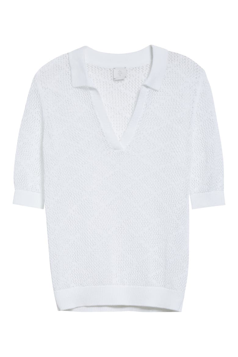 Short Sleeve Polo Sweater, Alternate, color, WHITE