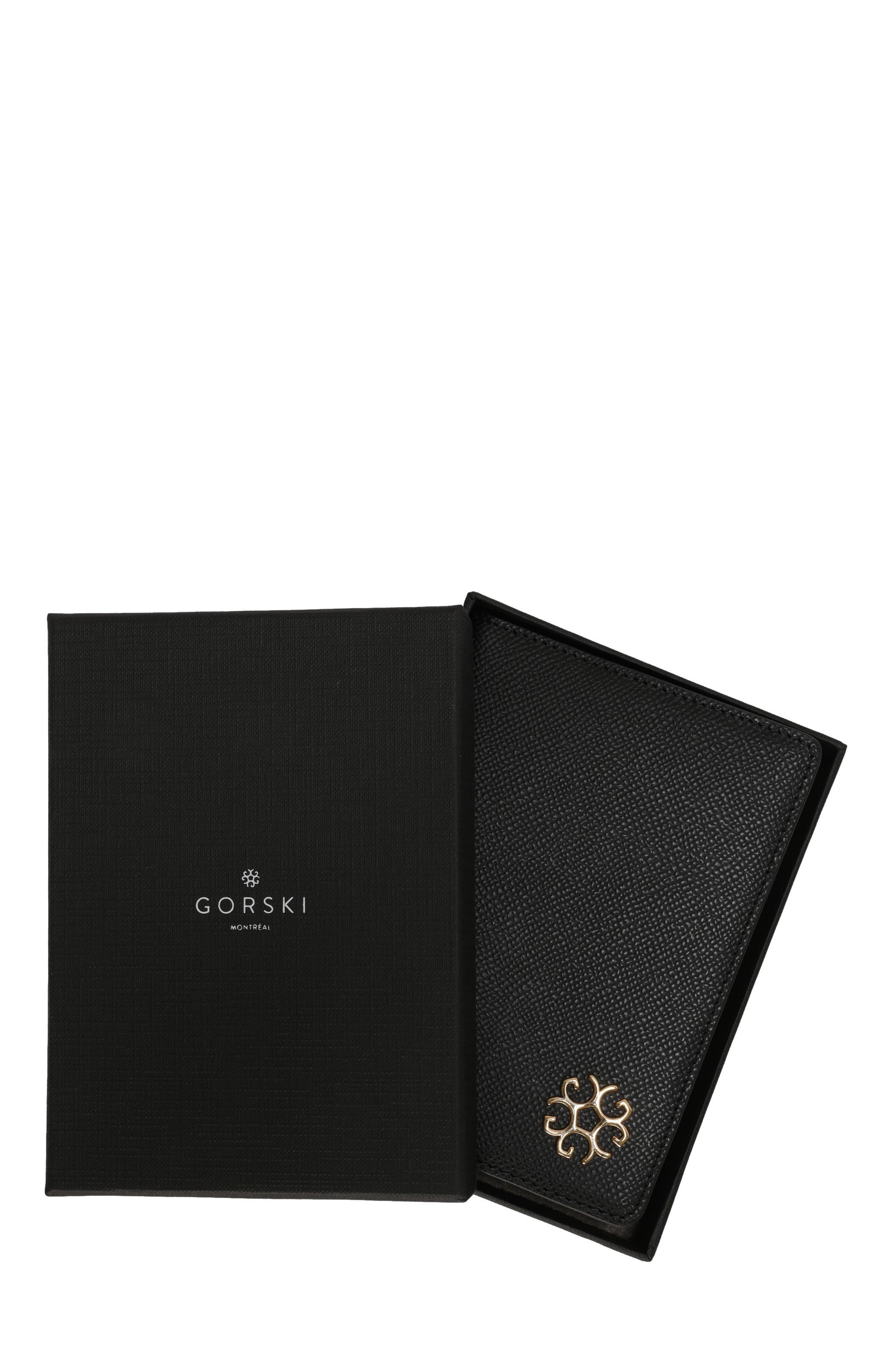 GORSKI Leather Passport Cover, Alternate, color, Black