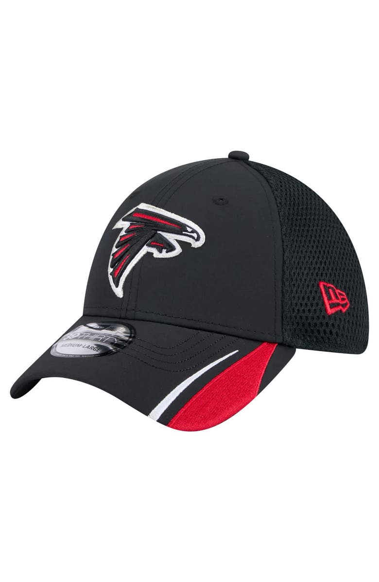 New Era Men's New Era  Black Atlanta Falcons Linear 39THIRTY Flex Hat, Main, color, 
