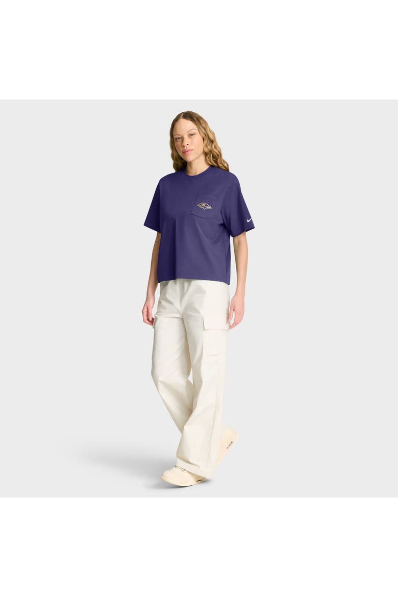 Women's Nike Purple Baltimore Ravens Rewind Pocket Boxy T-Shirt, Alternate, color, Purple