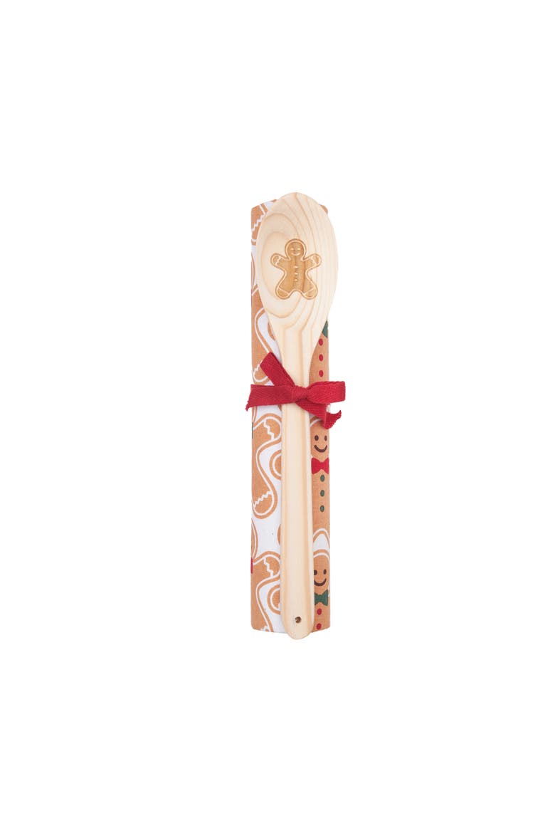 Gingerbread Buddies Towel & Spoon Gift Bundle Set of 2, Main, color, Orange