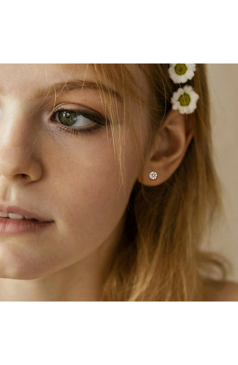 Created Forever 14K White Gold Round Lab Grown Diamond Stud Earrings, Alternate, color, Silver