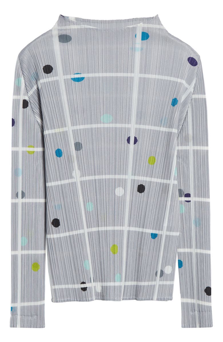 Pleats Please Issey Miyake Crossing Dots Pleated Funnel Neck Top, Alternate, color, Light Gray