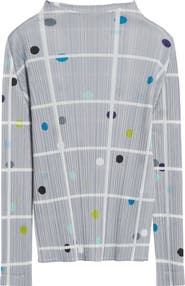 Pleats Please Issey Miyake Crossing Dots Pleated Funnel Neck Top